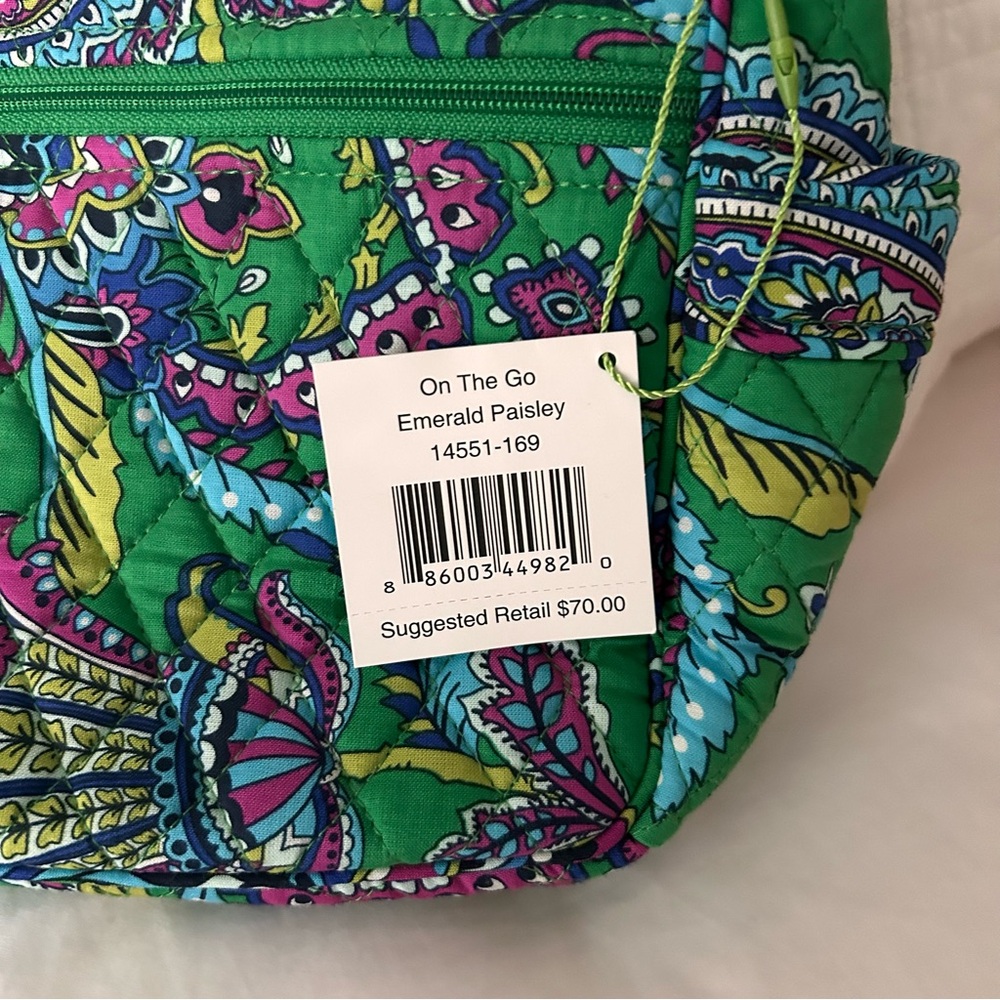 Vera Bradley On The Go Emerald Green Paisley Shoulder Bag - Picture 2 of 5